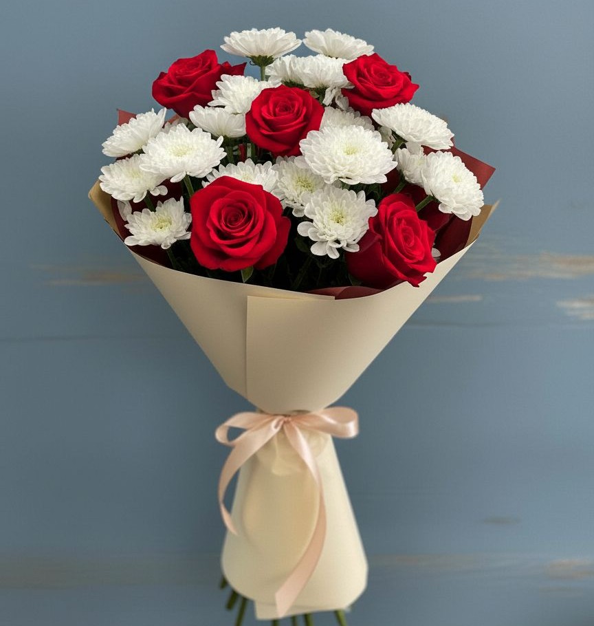 Букет цветов из: Розы и Хризантемы в Спасс