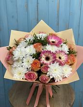 Букет цветов из:  Розы, Герберы и Хризантемы в Спасс