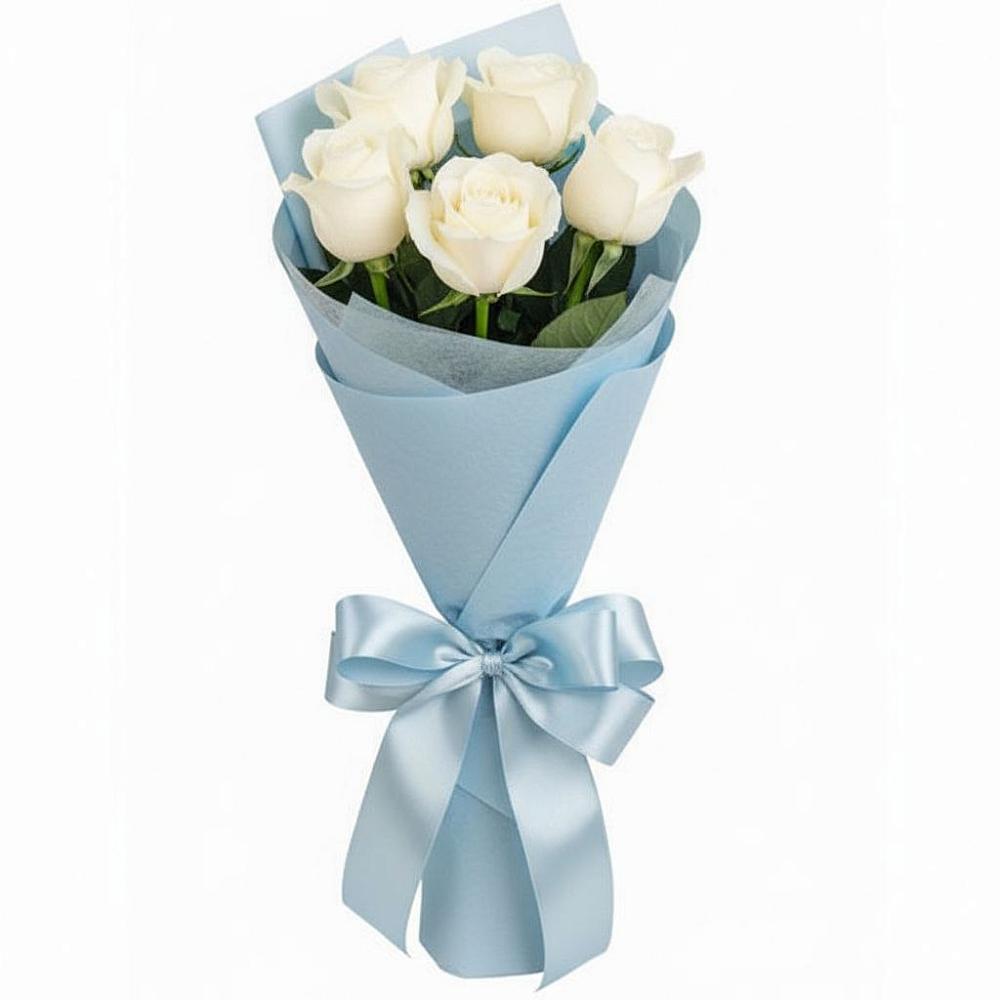 Букет 5 Белых роз Проуд в Спасс