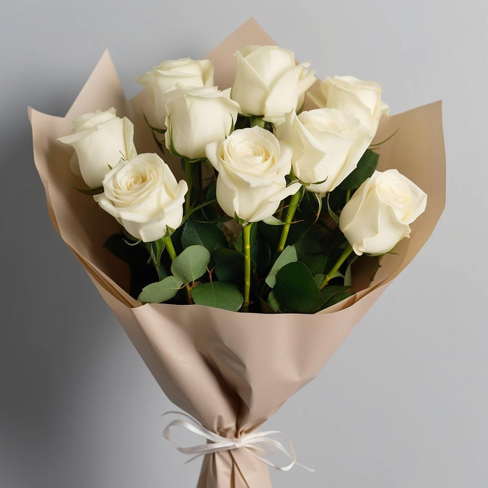 Букет 9 Белых роз Эдлесс Лав в Спасс