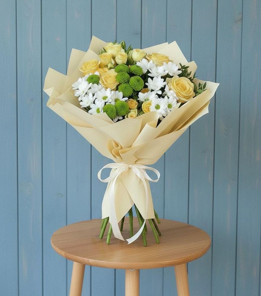 Букет цветов из: Хризантемы и Розы в Спасс