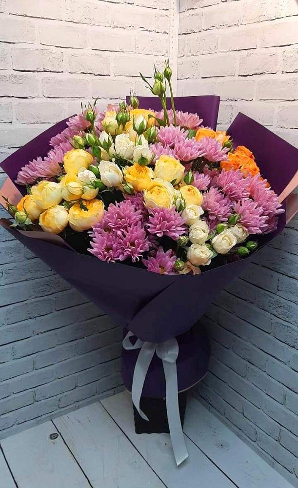Букет цветов из: Хризантемы и Розы в Спасс
