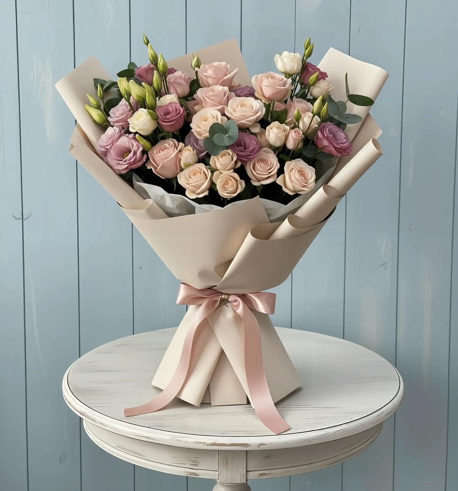 Букет цветов из: Розы и Лизиантусы в Спасс