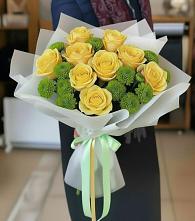 Букет цветов из:  Хризантемы и Розы в Спасс