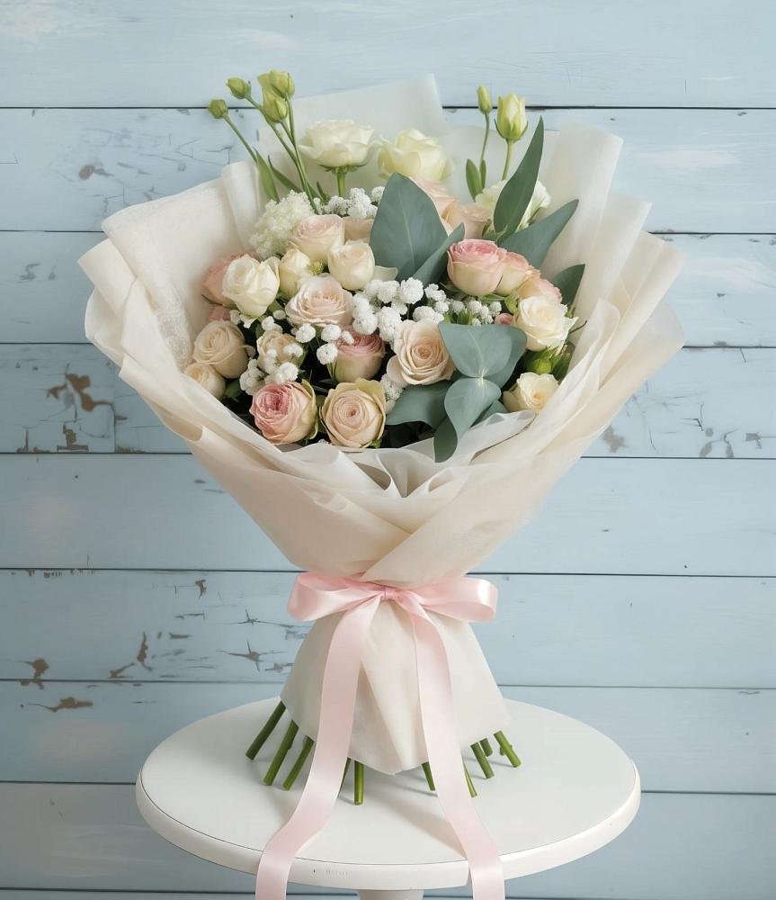 Букет цветов из: Розы и Лизиантусы в Спасс