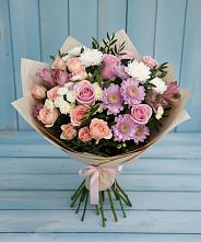 Букет цветов из:  Хризантемы, Розы и Альстромерии в Спасс