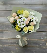 Букет цветов из:  Альстромерии, Розы и Хризантемы в Спасс