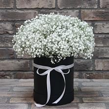 Цветочная композиция из Гипсофила в шляпной коробке в Спасс
