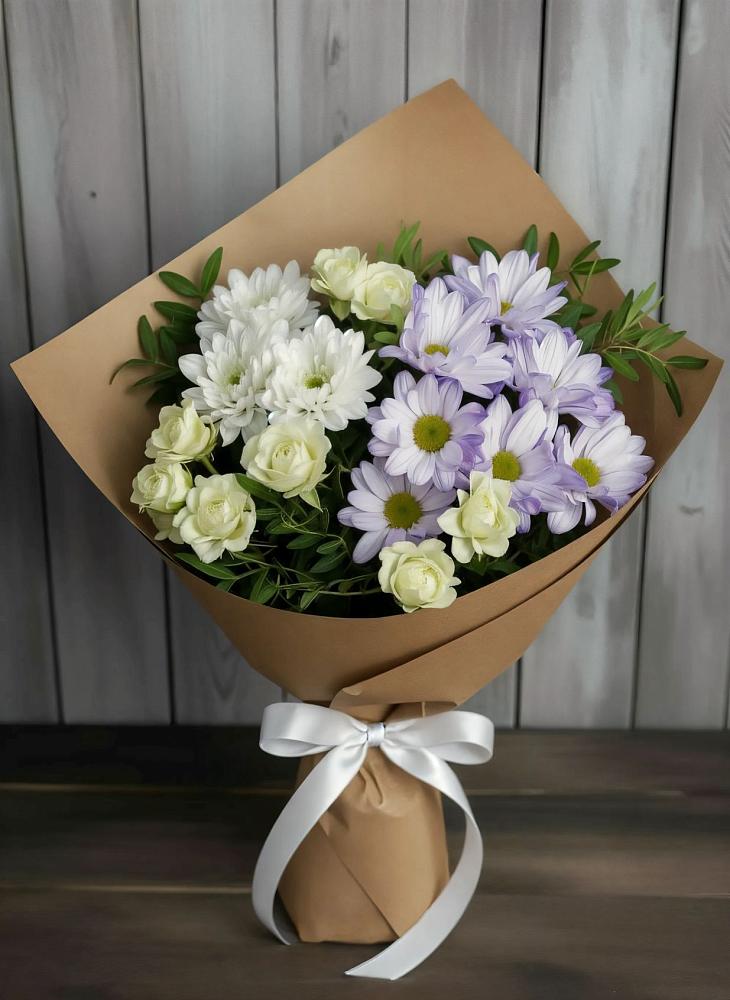 Букет цветов из: Хризантемы и Розы в Спасс