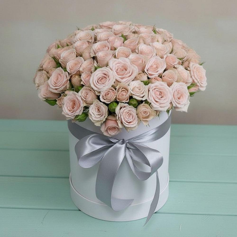 Цветочная композиция из Розы в шляпной коробке в Спасс